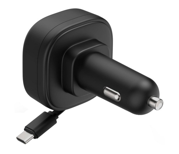 Hama ŁADOWARKA SAMOCHODOWA 30W Z ZWIJANYM KABLEM 2 USB-C CZARNA - 1548502 - zdjęcie 2